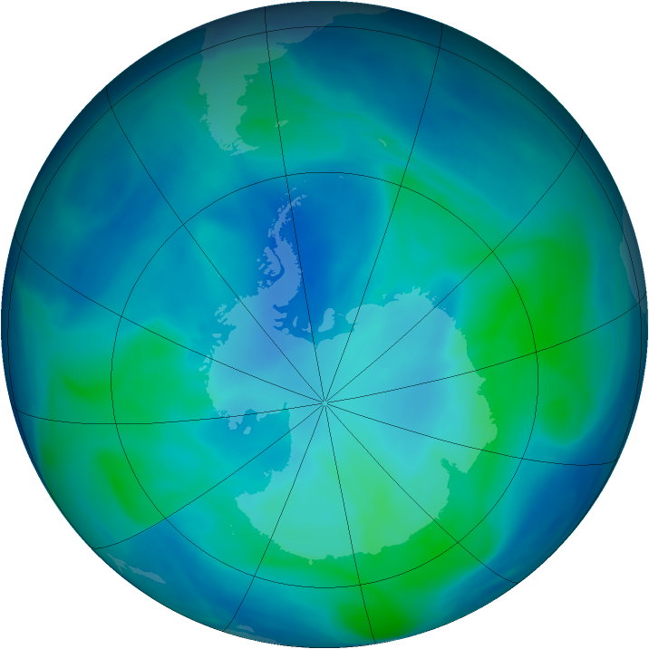 Antarctic ozone map for 17 February 2007